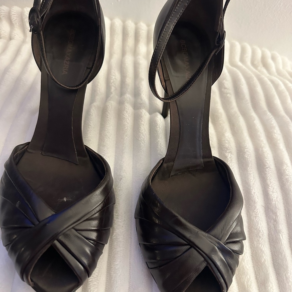 BCBGMaxAzria Brown Heels with Ankle Strap